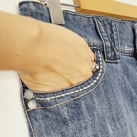 Insider Womens Blue Cotton Pockets Premium Denim Summer Knee Length Skirt Size 5 - Picture 8 of 14